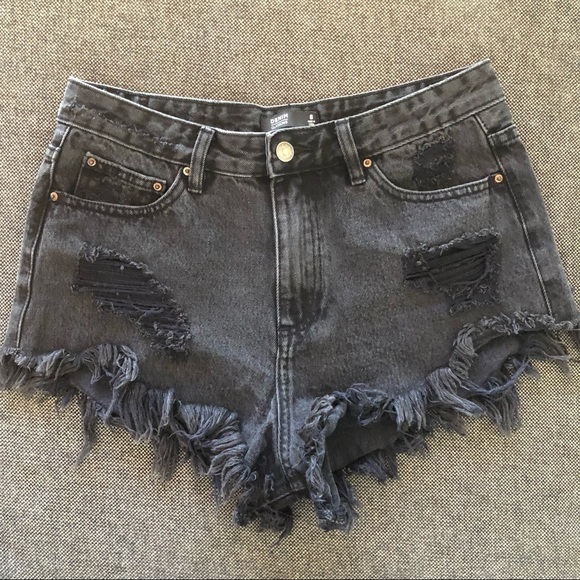 Glassons Pants - Glassons black frayed trim denim jean shorts 8